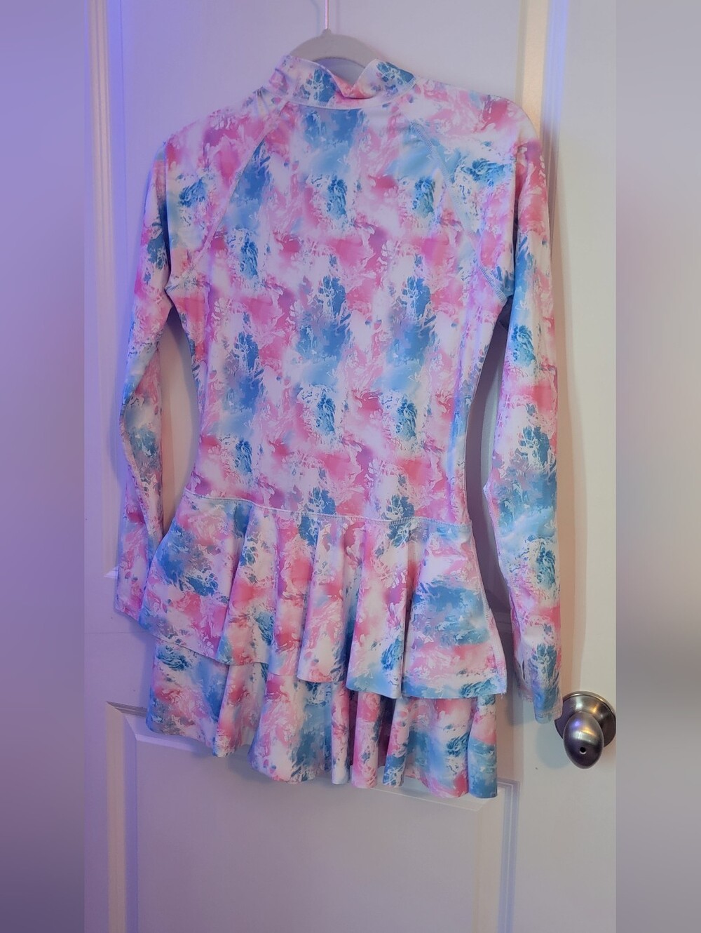Pink & Blue Tie-Dye Long Sleeve Swim Dress With Shorts Size M - Picture 7 of 7